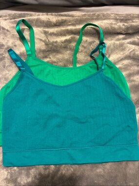 NWOT AUDEN Women’s Seamless Ribbed Cami Bralette - Teal & Green